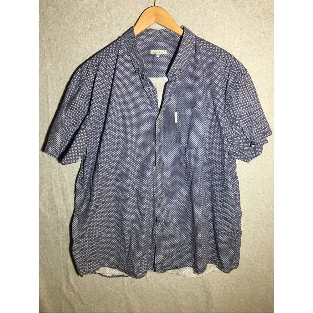 Mens Marc Ecko Button Up Shirt Patterned Casual Formal Dark Blue
